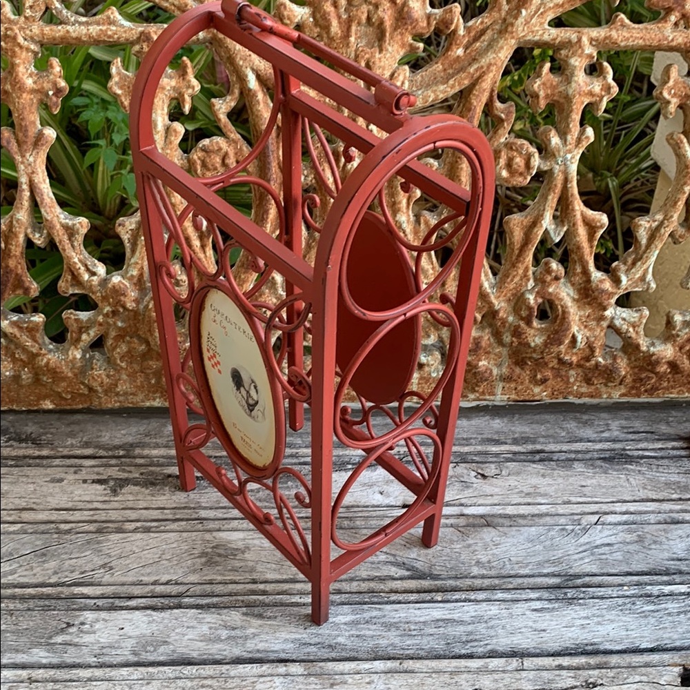 Red Farmhouse Wrought Iron Wine Rack - Picture 14 of 14